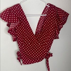 Polka Dot V- Neck Dress shirt